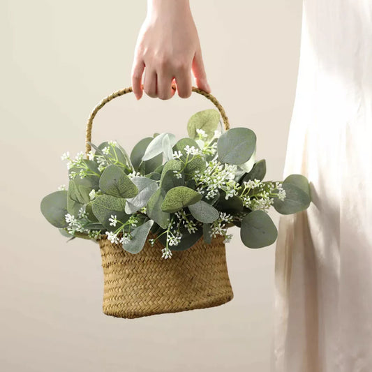 10PCS Silk Eucalyptus Leaf Wedding Bridal Accessories Clearance Fake Rose Artificial Plants Vase for Home Decor Christmas Wreath
