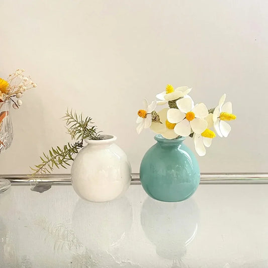 1 Pcs Flower Vase Hydroponics Ceramics Vase Colorful Desktop Ornaments Creative Flower Plant Pots Home Decor Decoration Maison